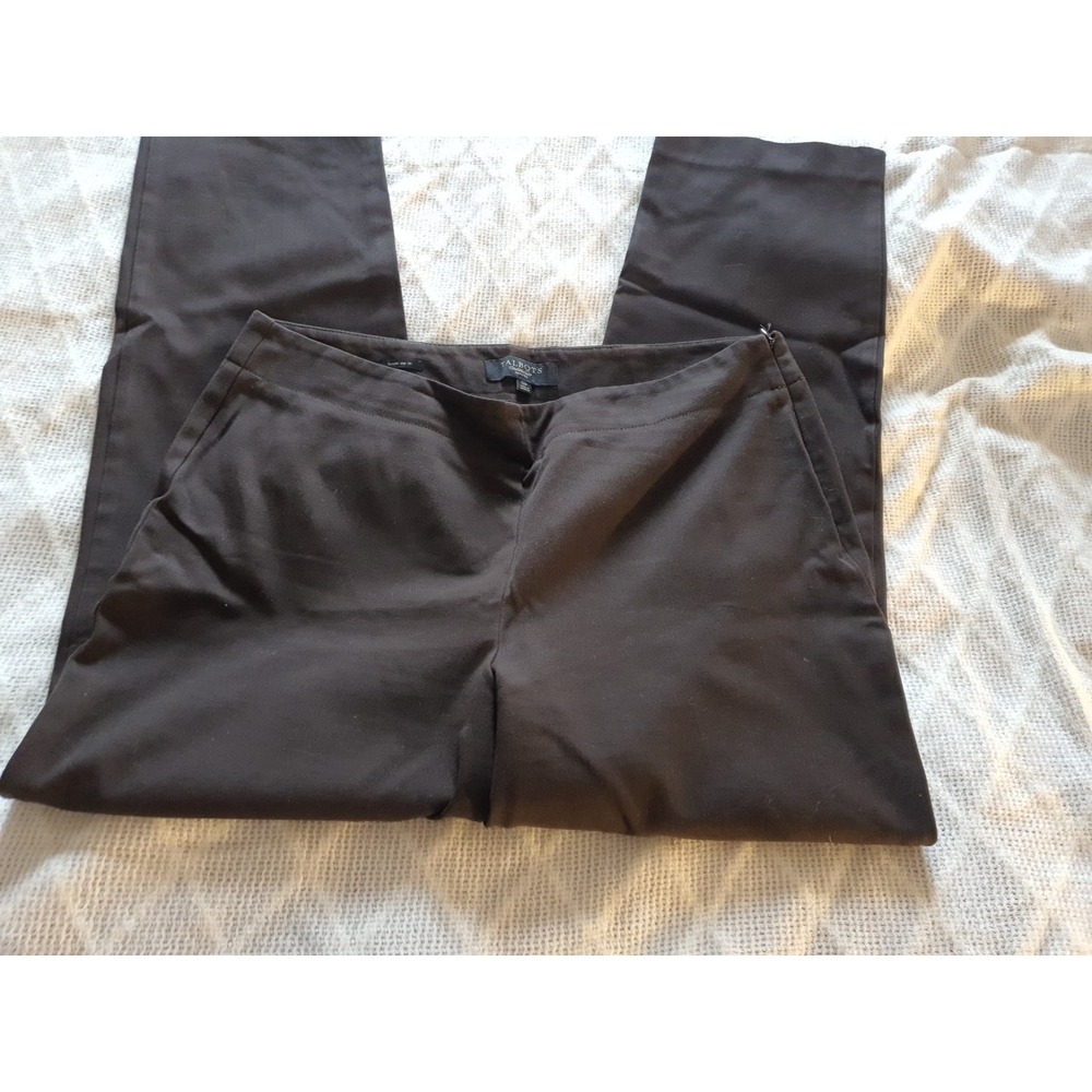 Talbots Classic Side Zip Ankle Pants‎ Brown Petite 12P Tapered Dress Trousers